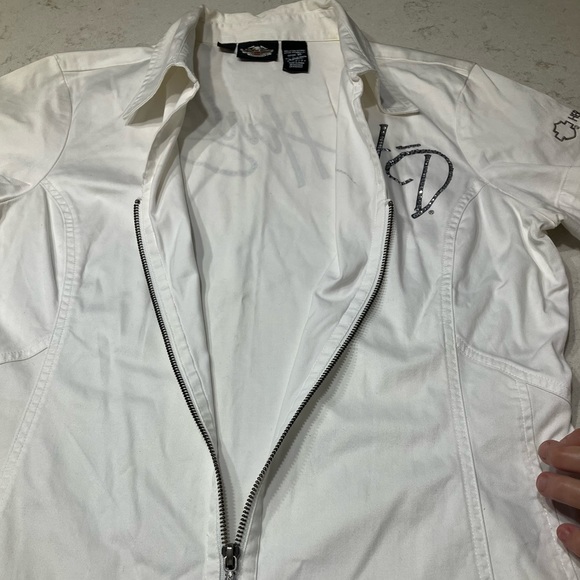 HARLEY DAVIDSON - Fitted Zip Short Sleeve Blouse - Picture 8 of 10